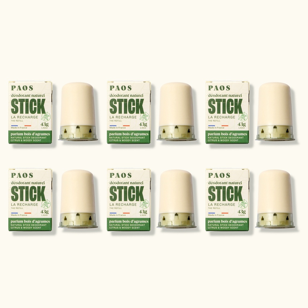 PAOS - Kit de 6 recharges déodorant stick - Bois d'agrumes - 258g