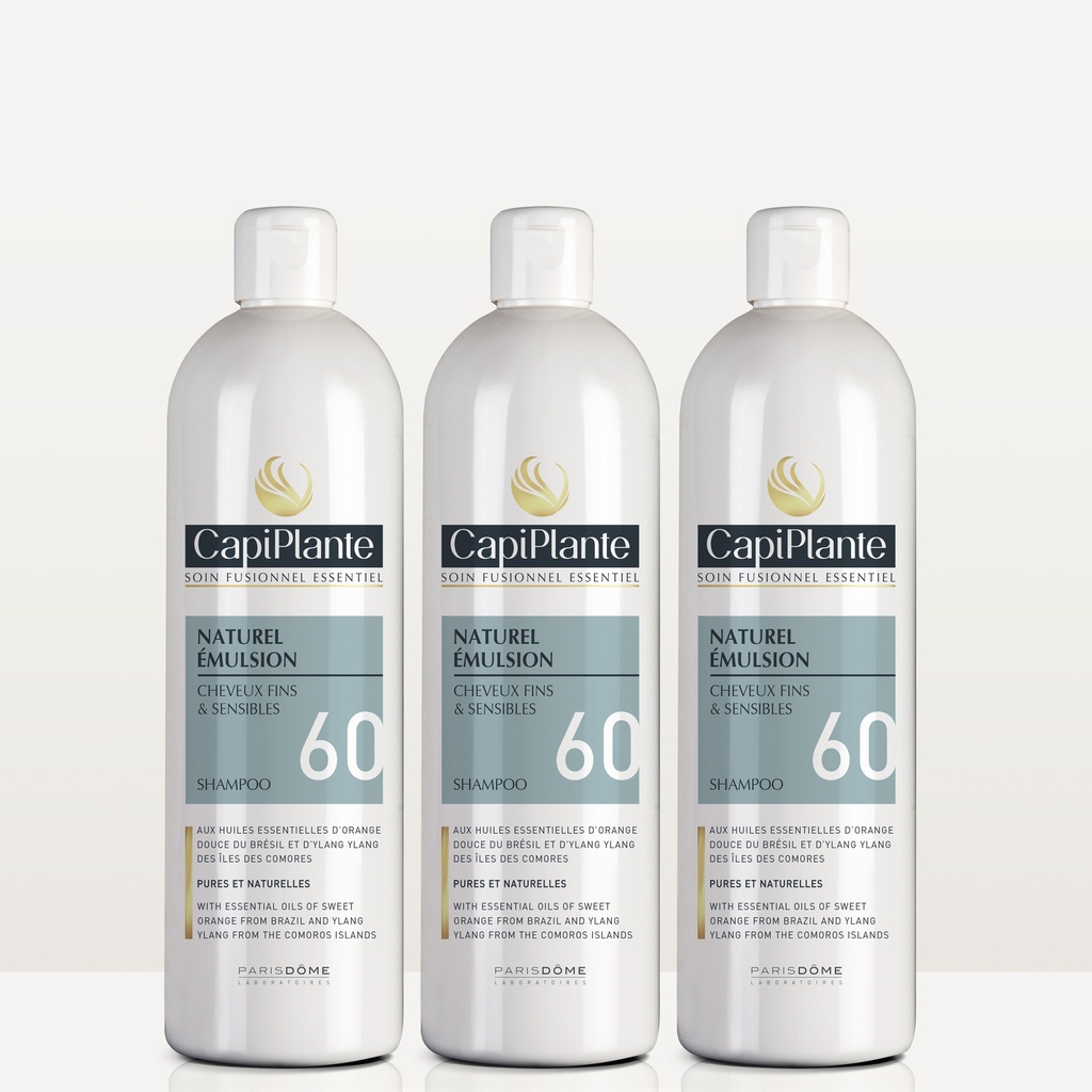 CAPIPLANTE™ Naturel émulsion cheveux fins et sensibles N°60 500ml - kit de 3 